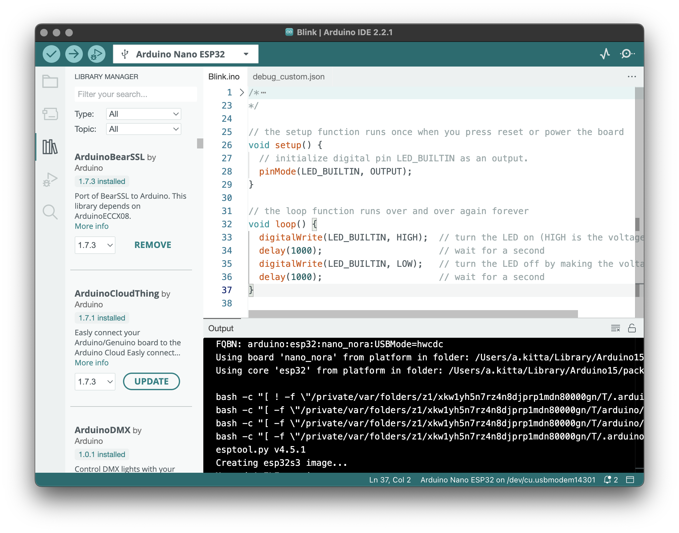 Arduino IDE screenshot