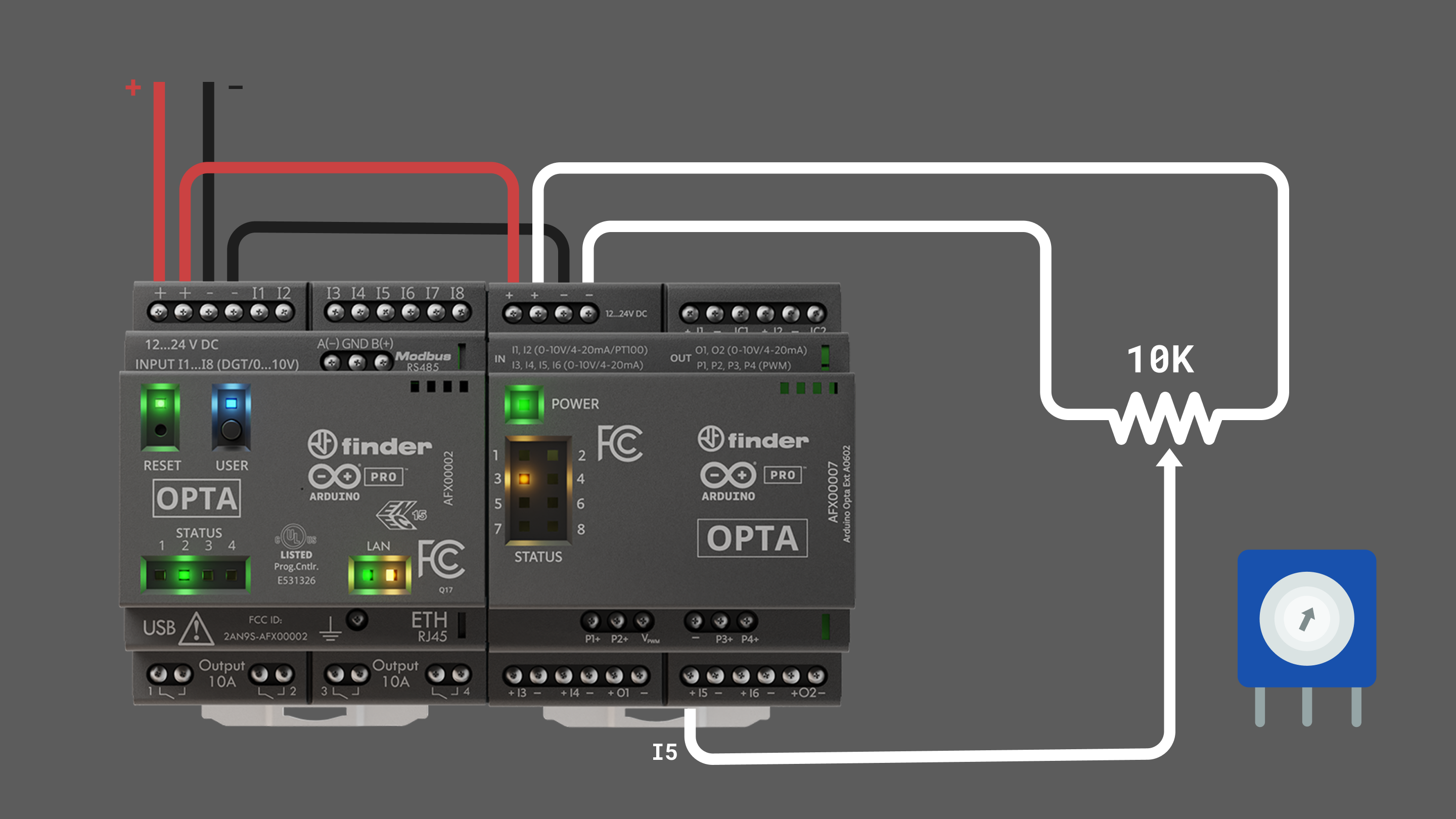 Analog voltage input wiring example