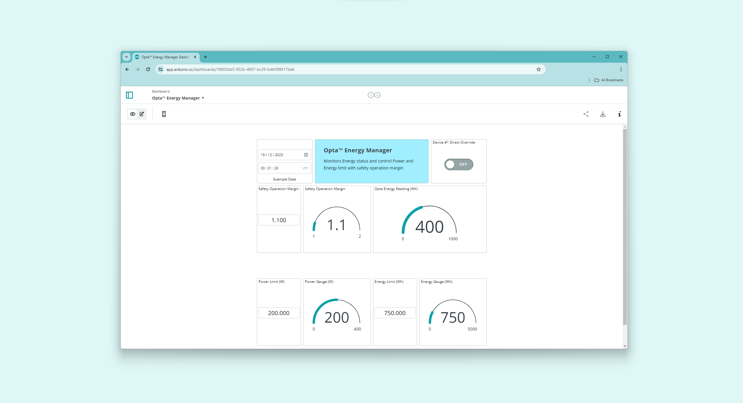 Opta™ Energy Management Interactive Dashboard on Arduino Cloud