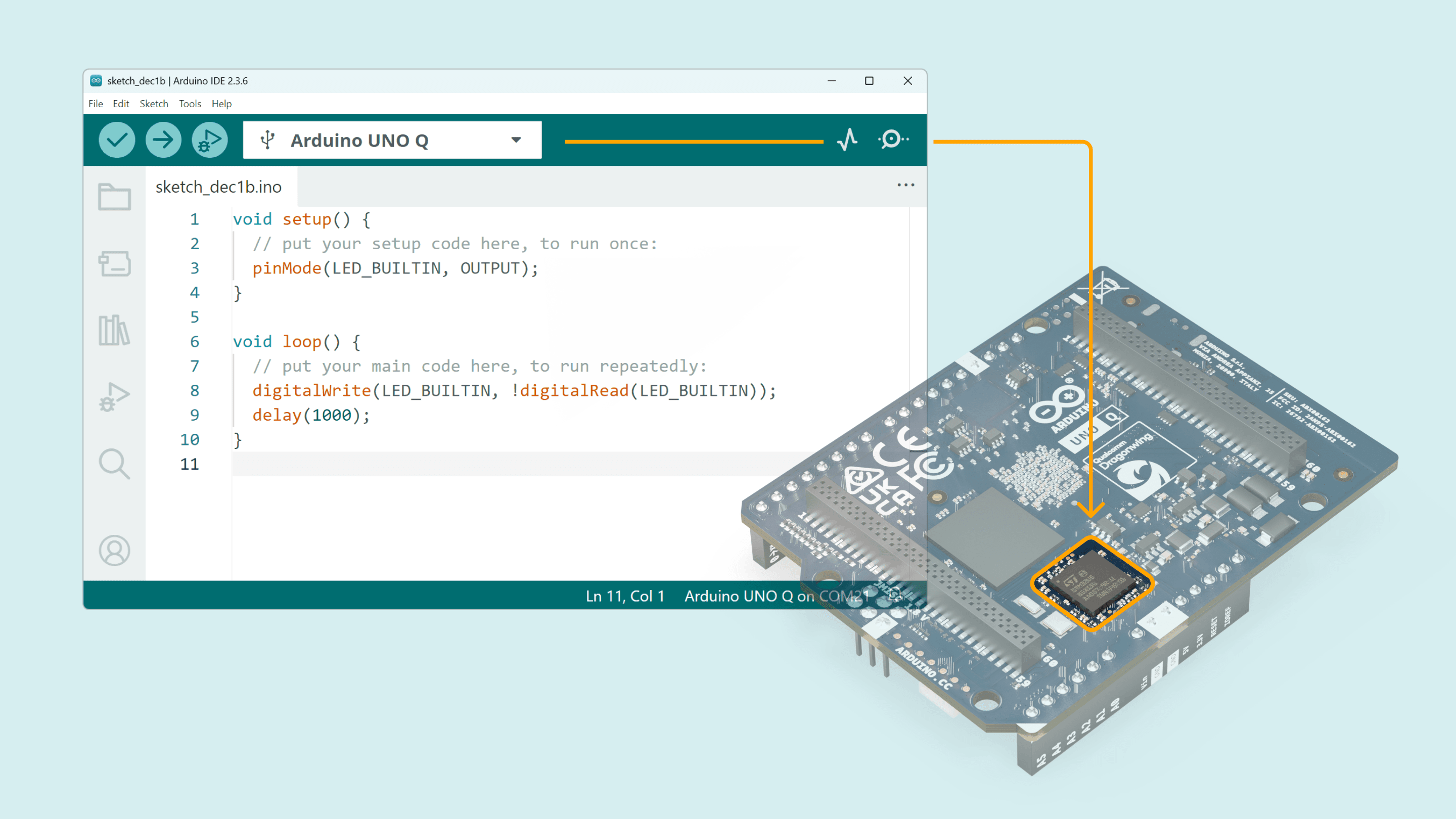 Arduino IDE + UNO Q