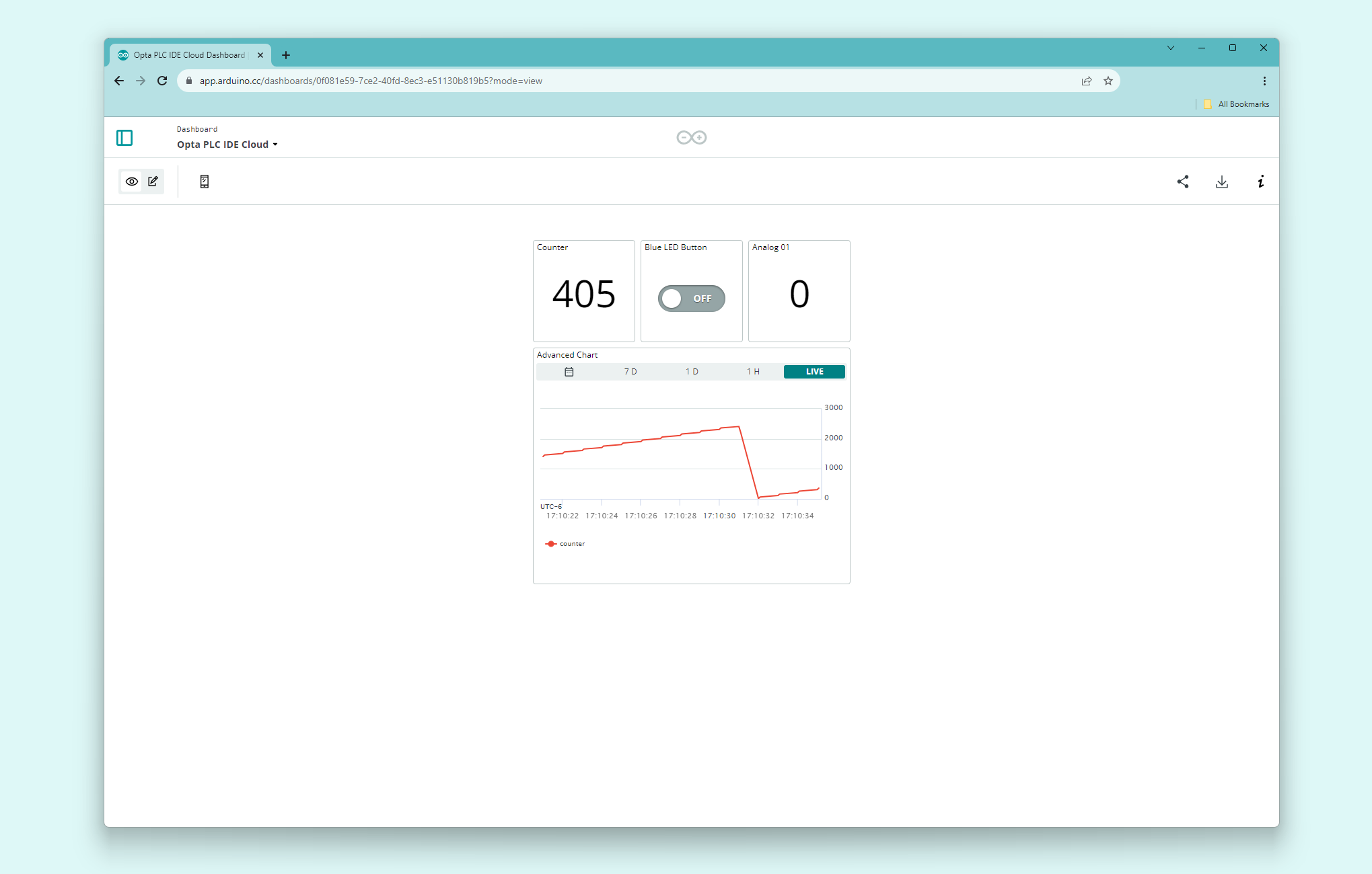 Arduino Cloud dashboard example