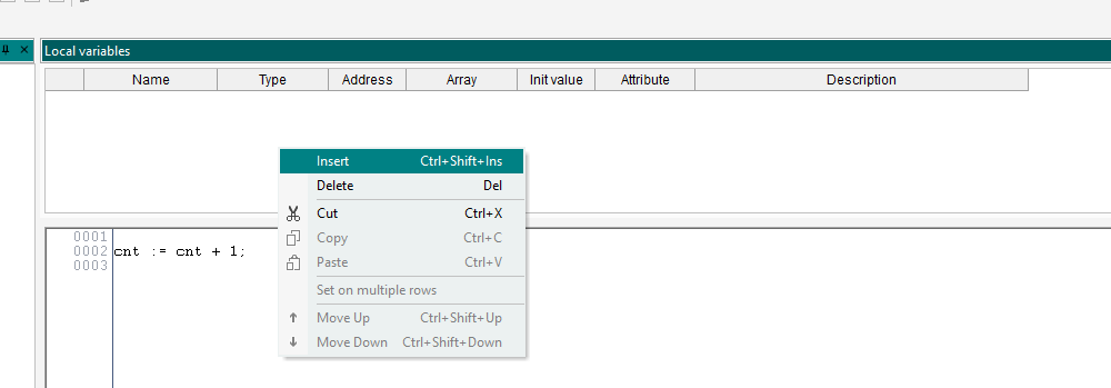 Add a new local variable on the local variables table