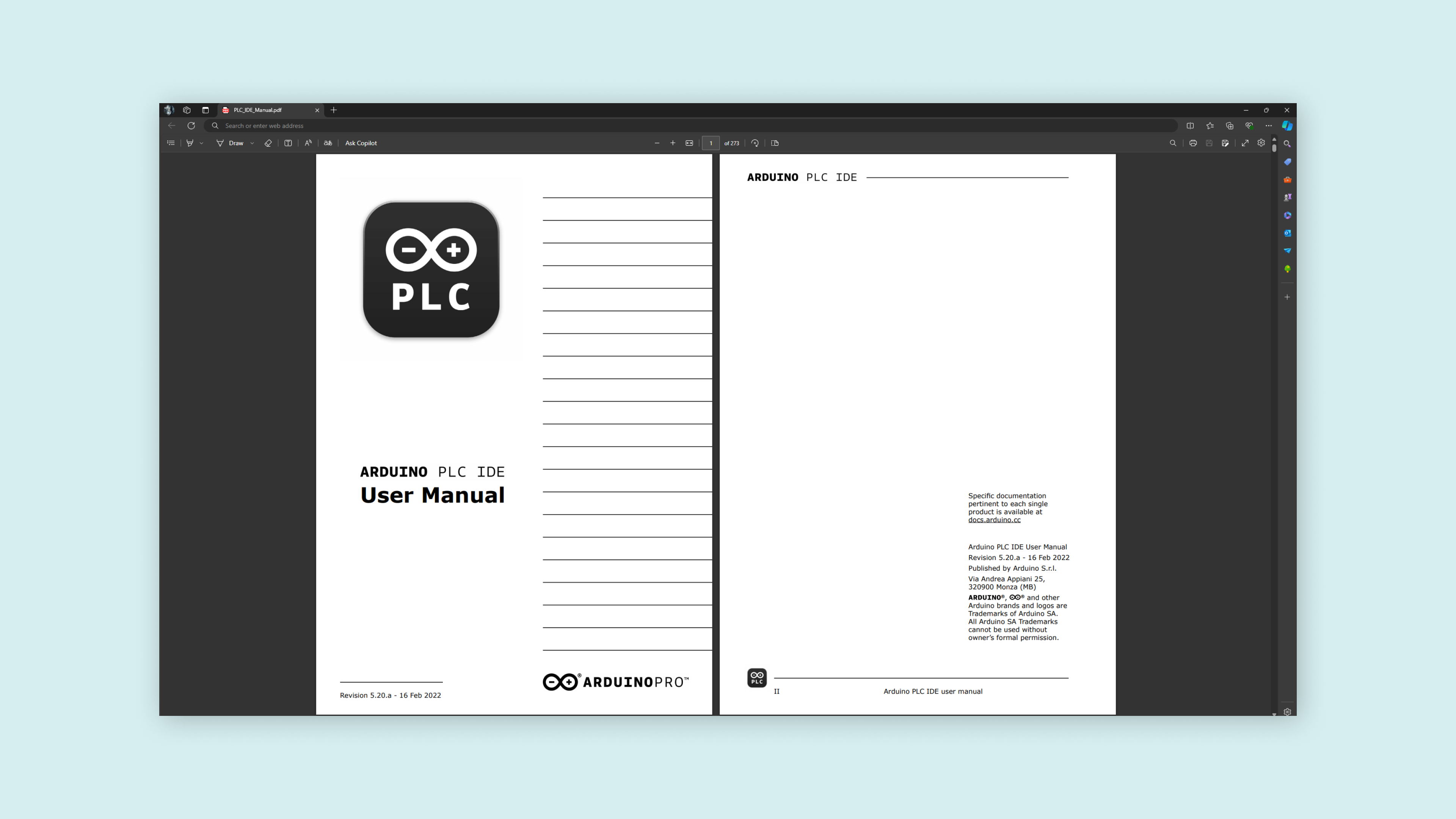 Generated user manual from the Help menu