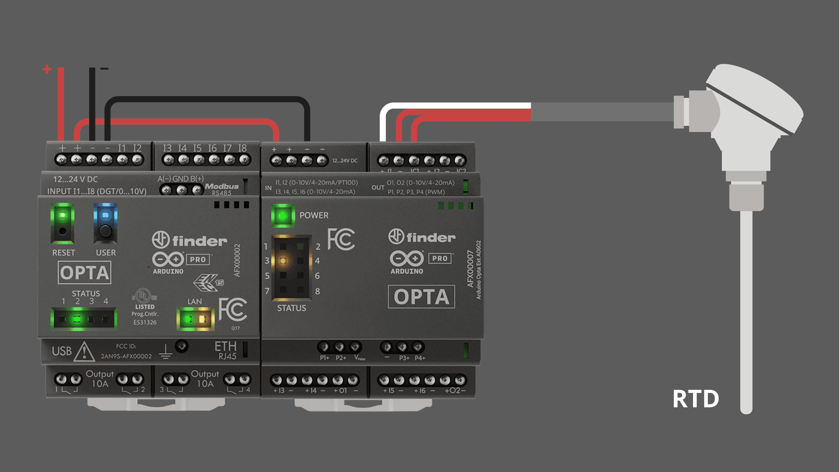 3 Wires RTD connection example