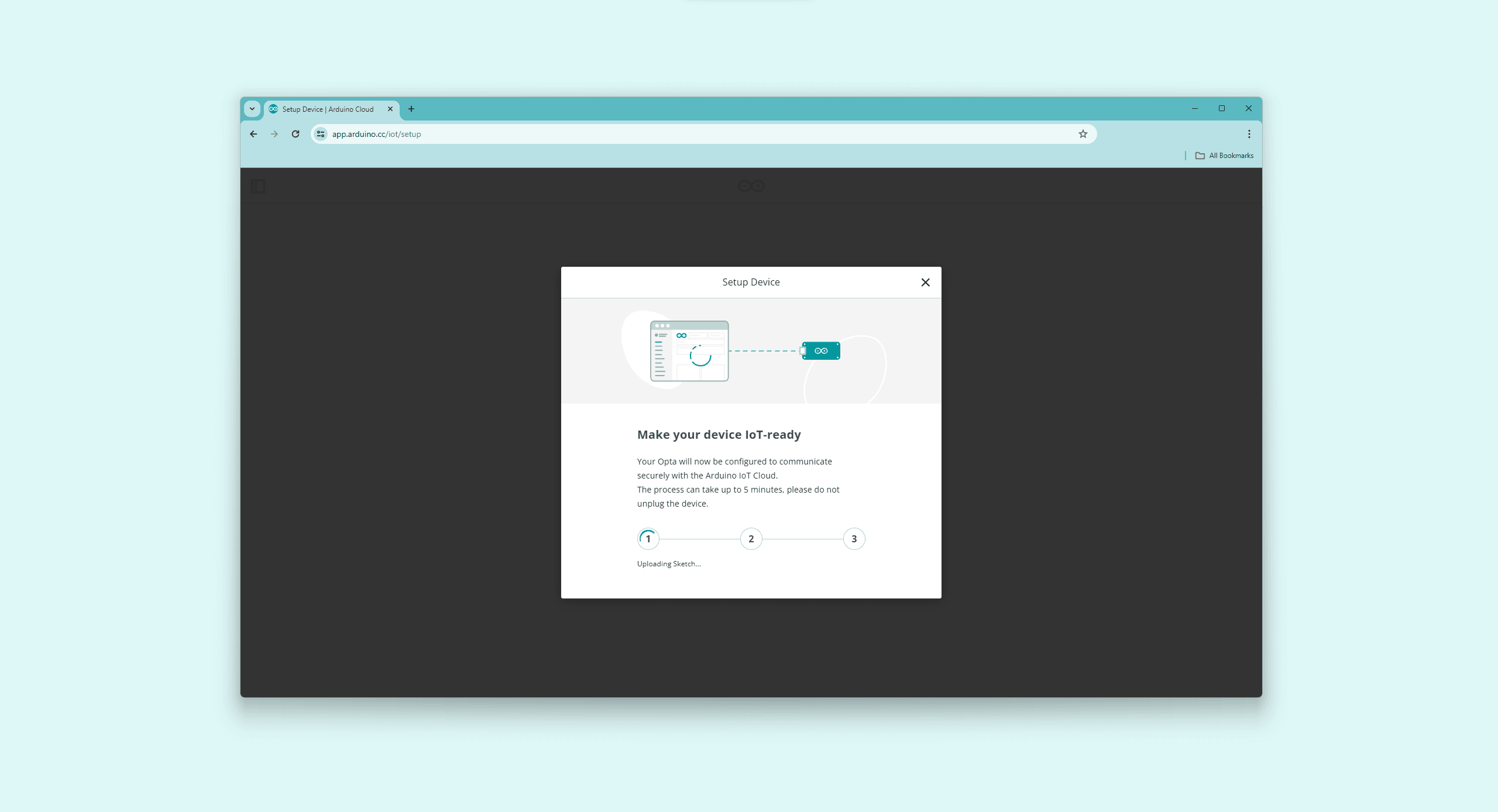 IoT Cloud Setup Device pop-up window