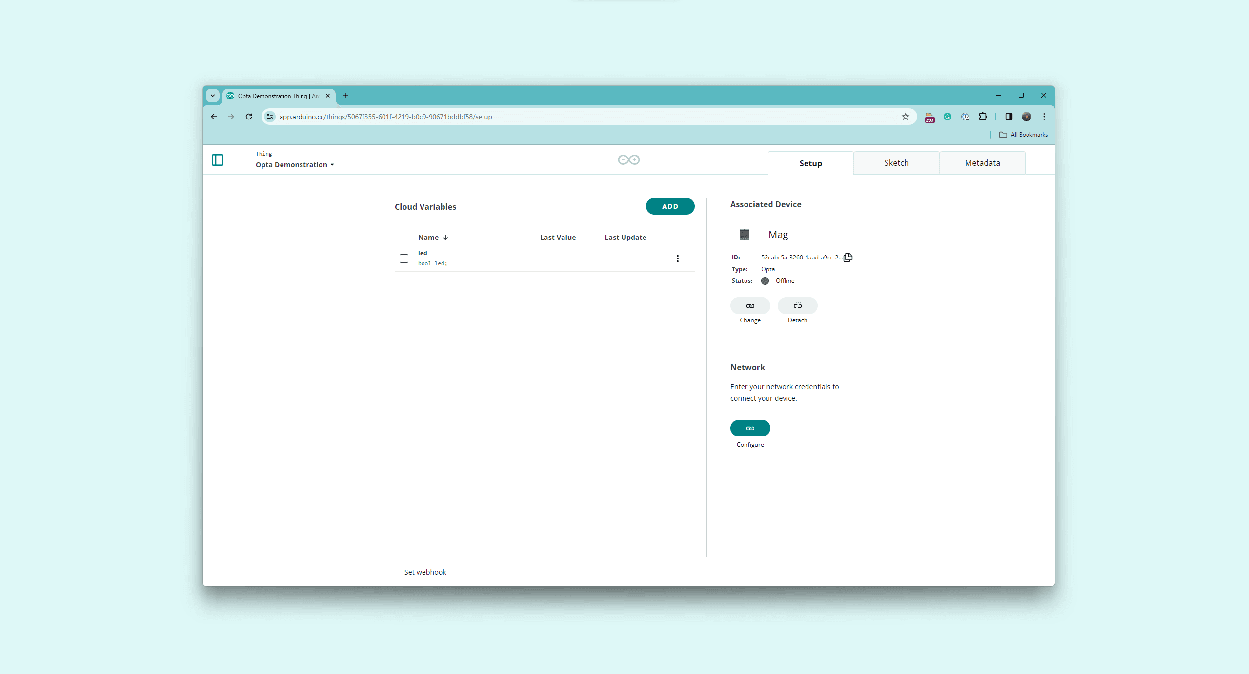 IoT Cloud "Thing" - Wi-Fi® Connection
