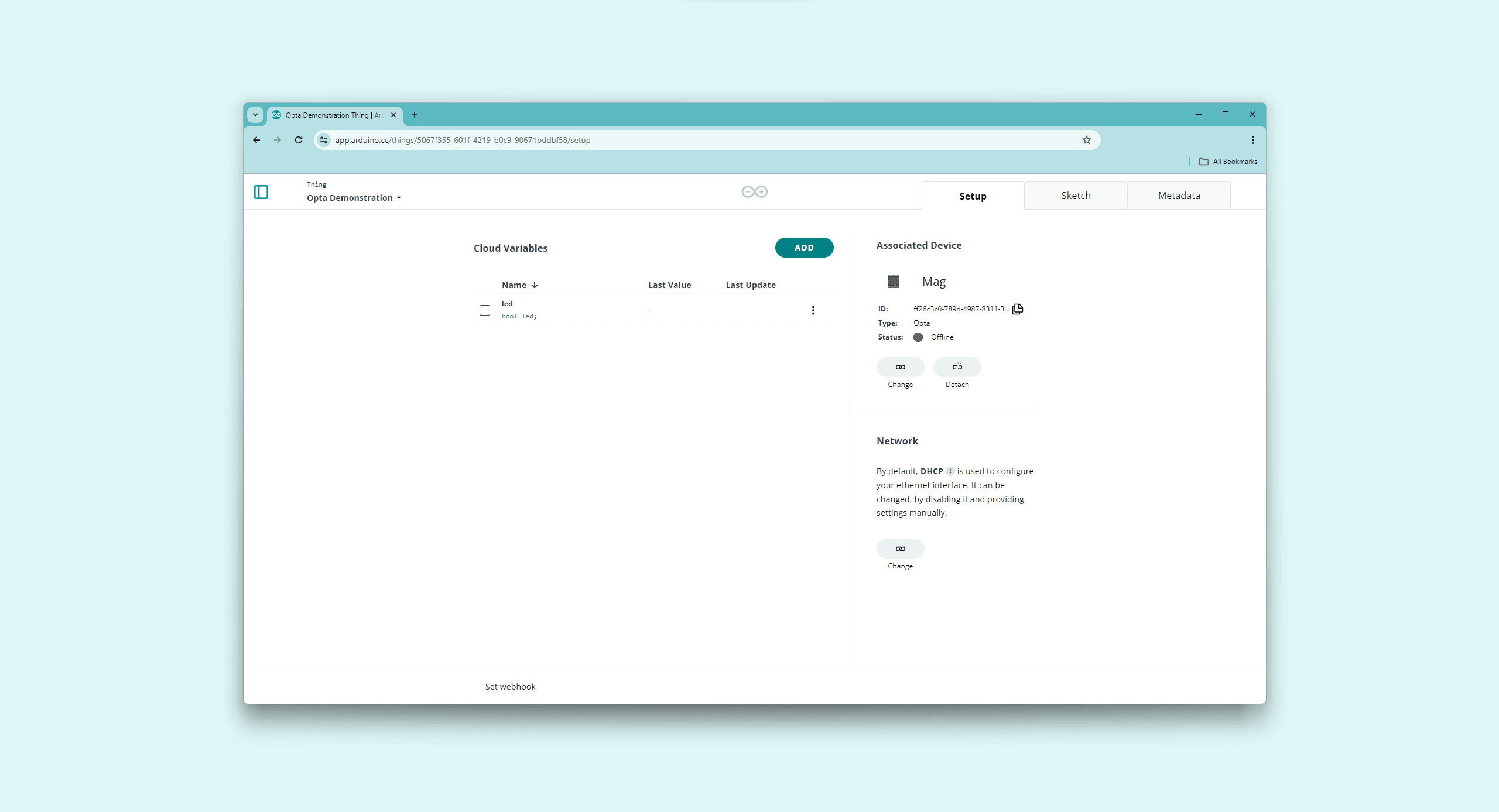 IoT Cloud "Thing" - Ethernet Connection