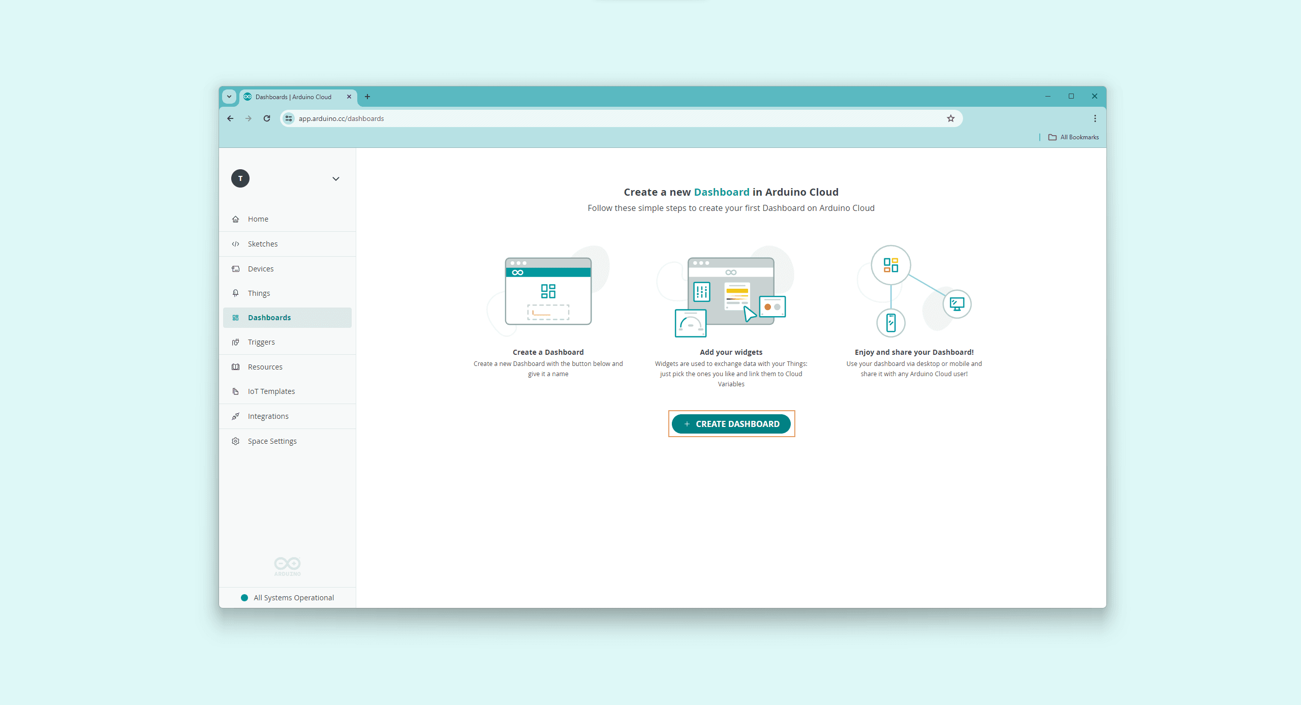 IoT Cloud Dashboards page