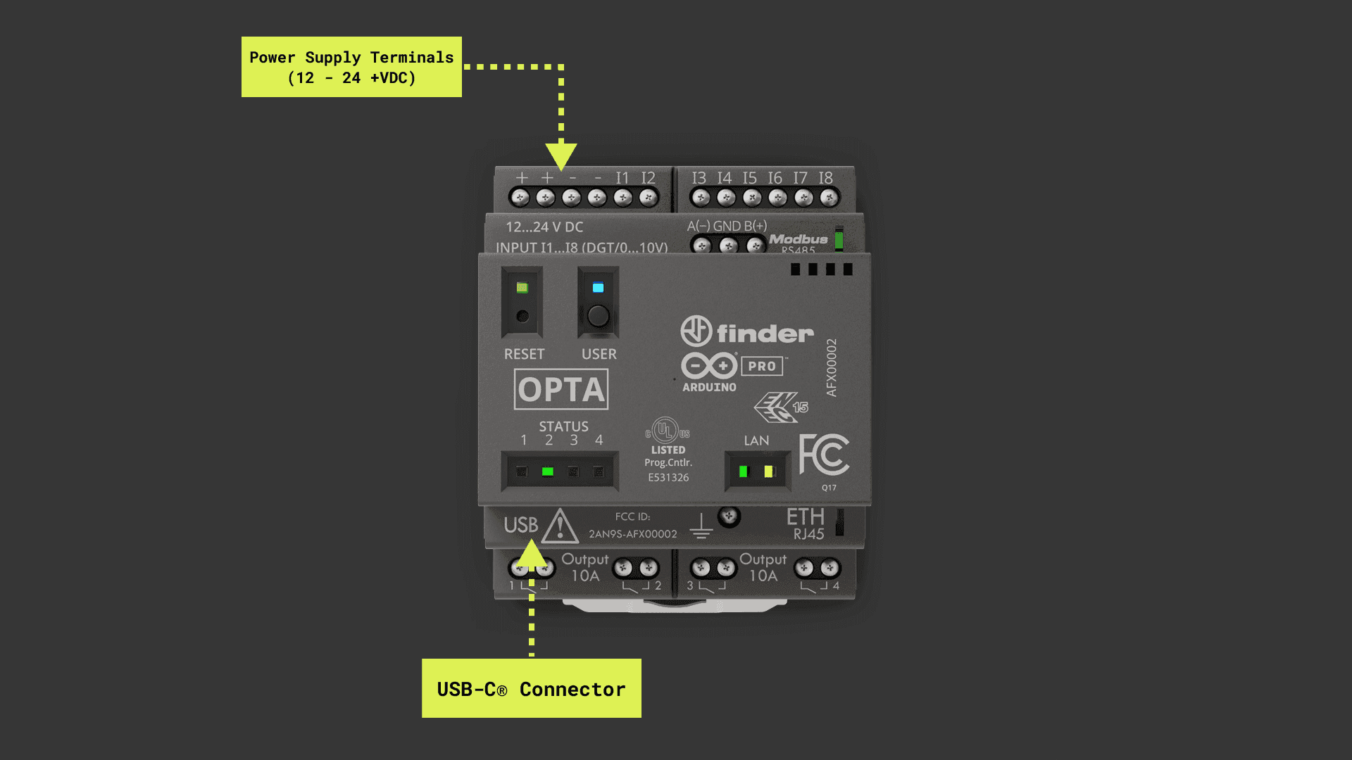Different ways to power Opta™ devices