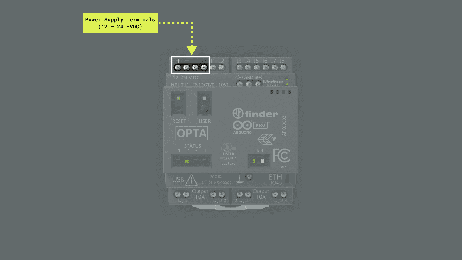 Power supply terminals in Opta™ devices