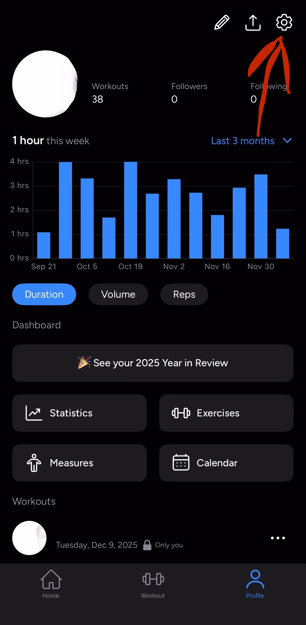 Export data from Hevy app