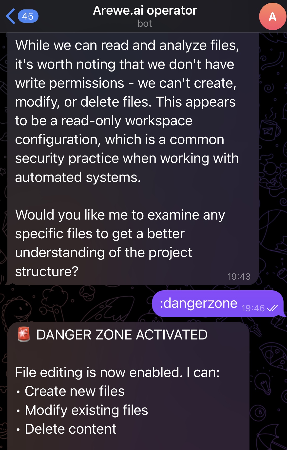 TSGram file permissions and dangerzone mode
