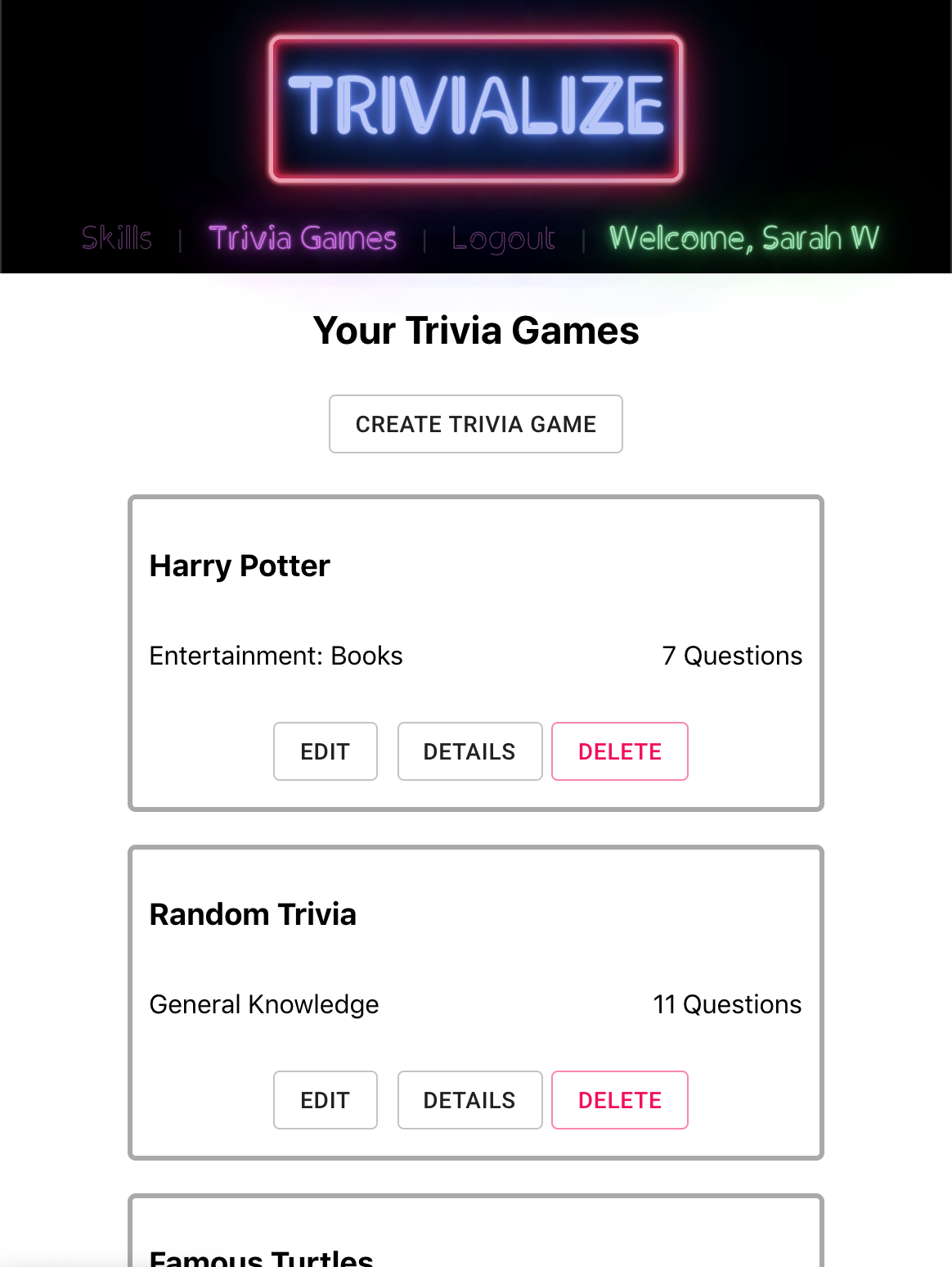 Trivia Page