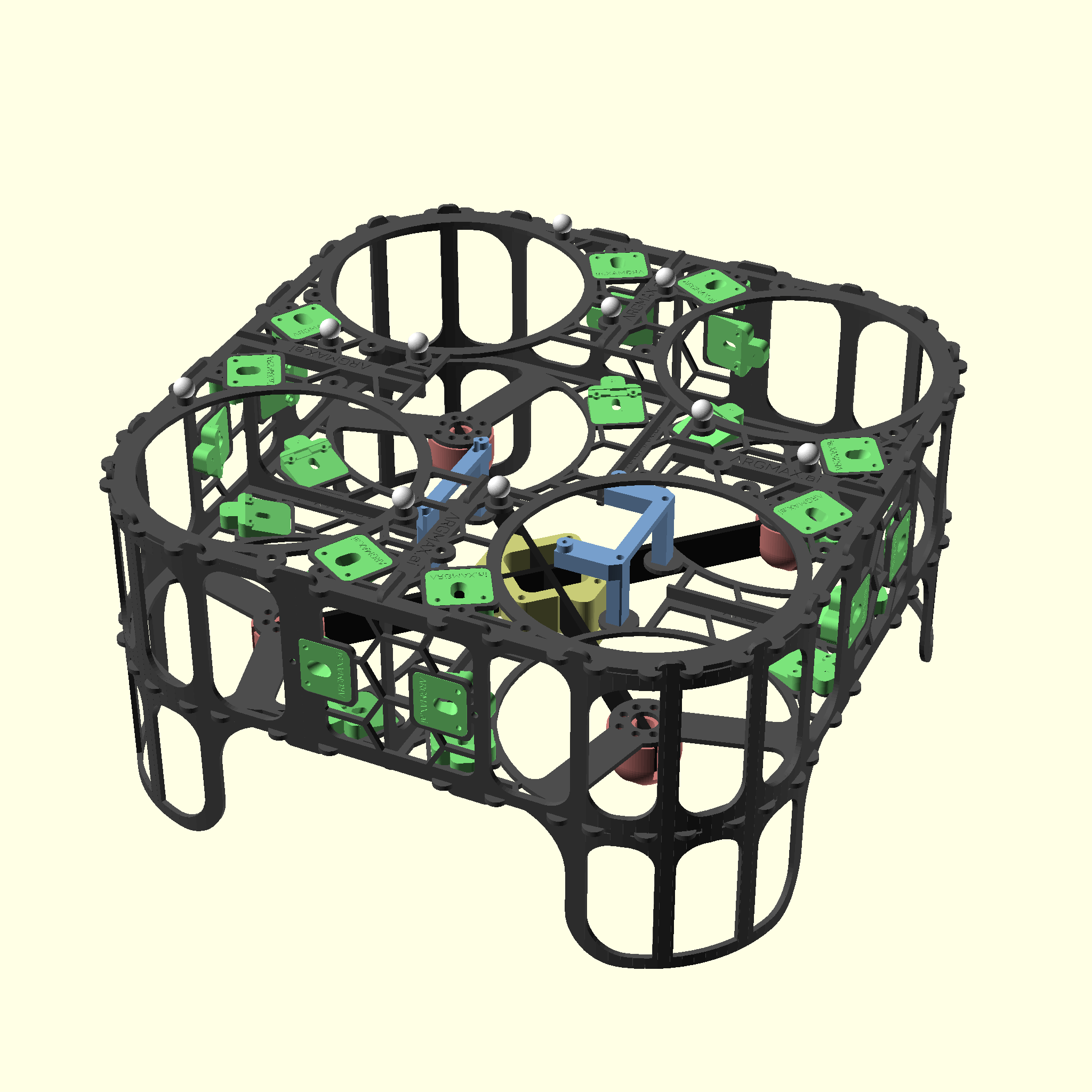 Quadrotor frame with printed parts