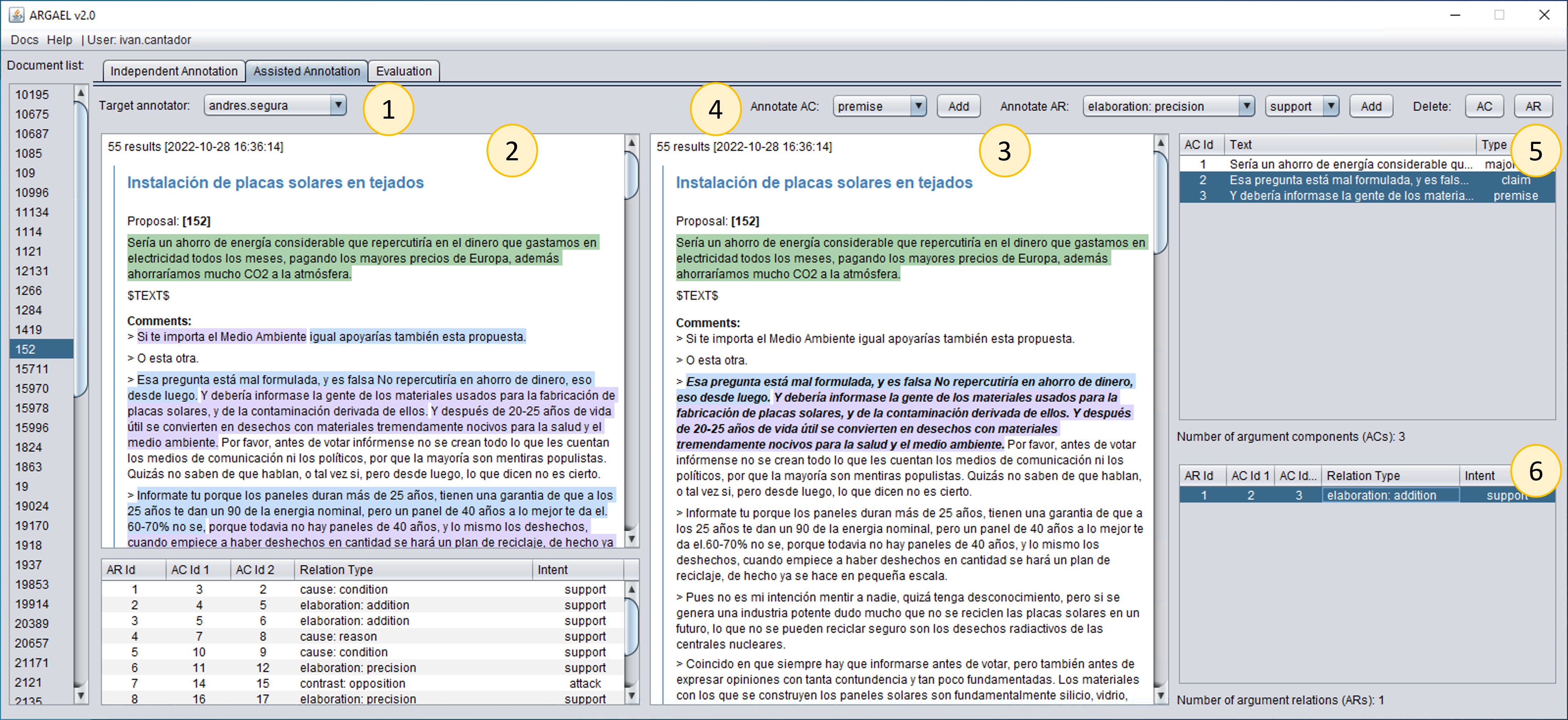 ARGAEL assisted annotation view