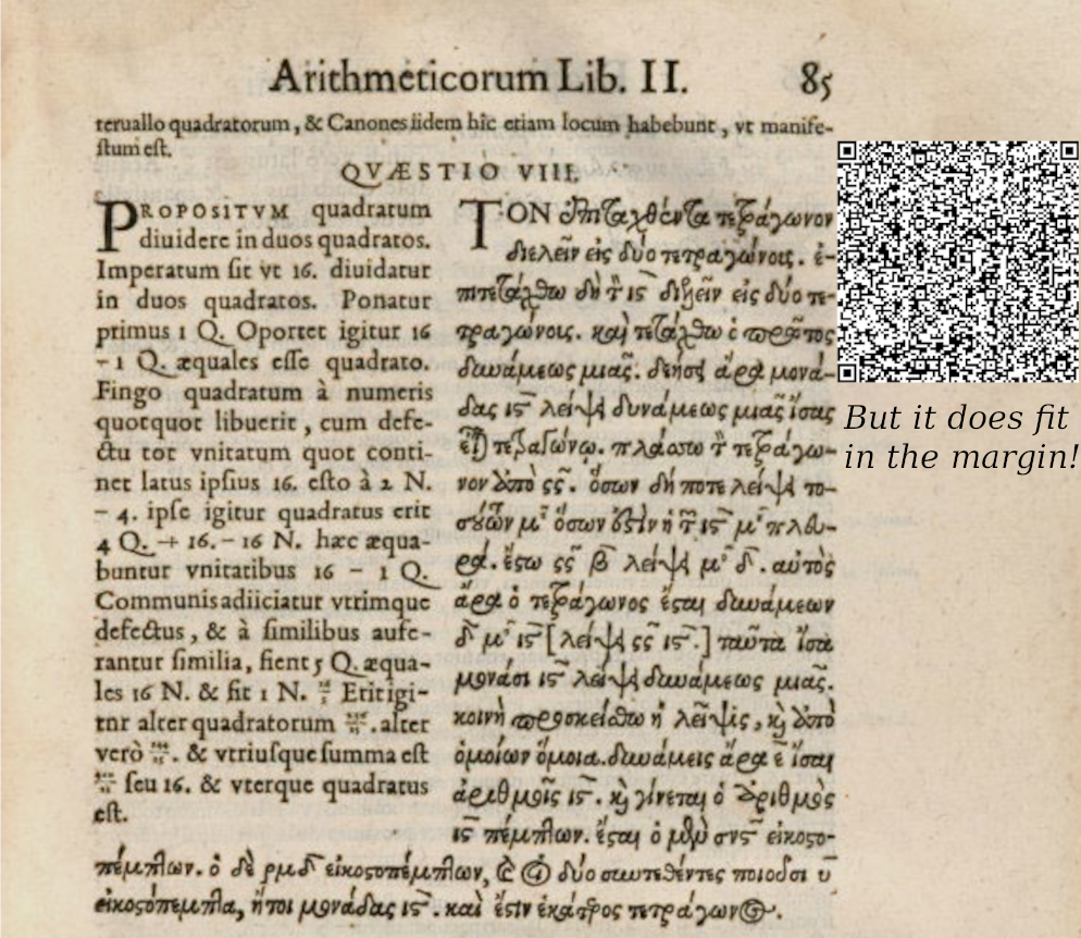 alternatively, we could use a QR code Fits in the Margin