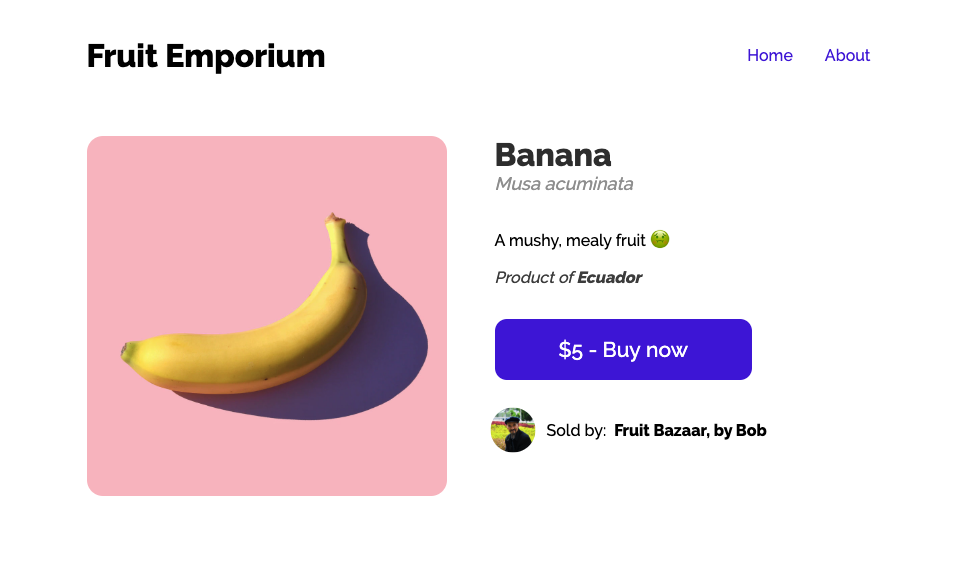 "Banana" item page screenshot