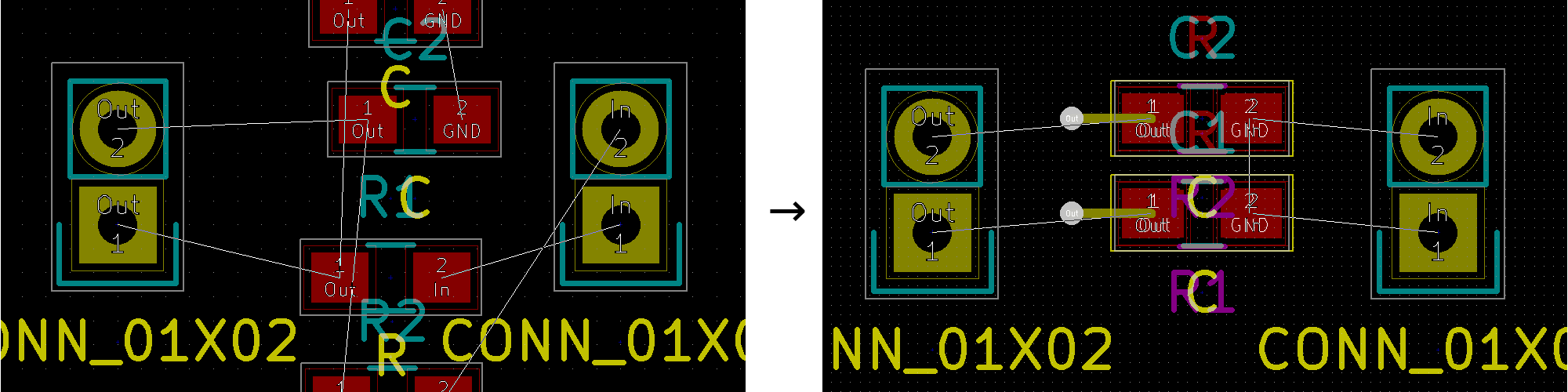 kicad screenshot of adopt_subpcb.py's action