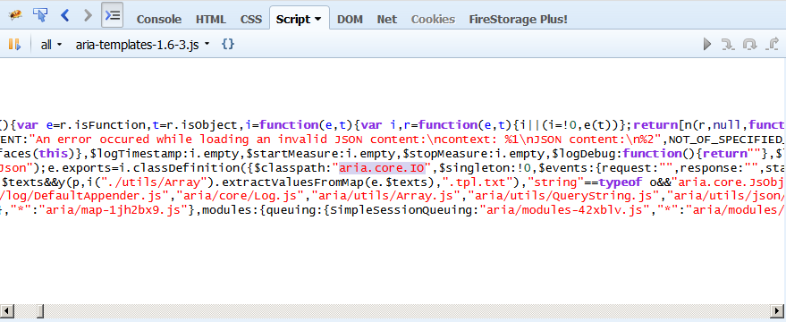 Aria Templates minified files vs dev files