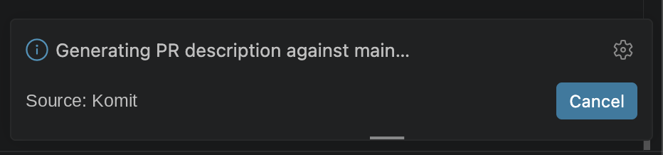Progress notification naming the base branch