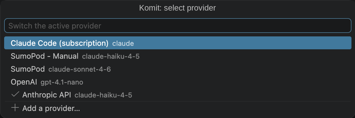 Switching the active provider