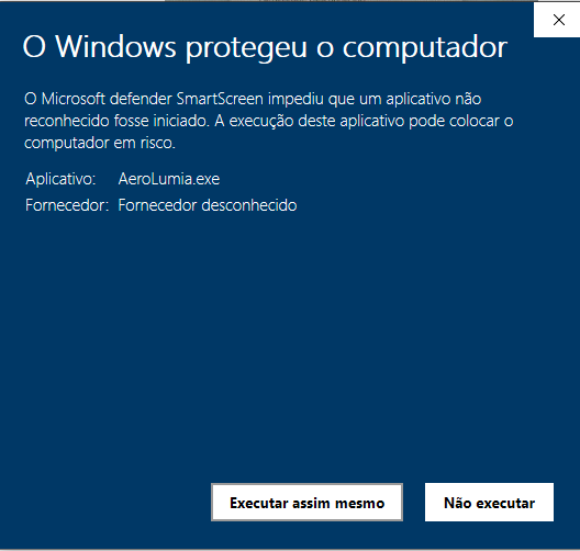 Tela do Windows SmartScreen