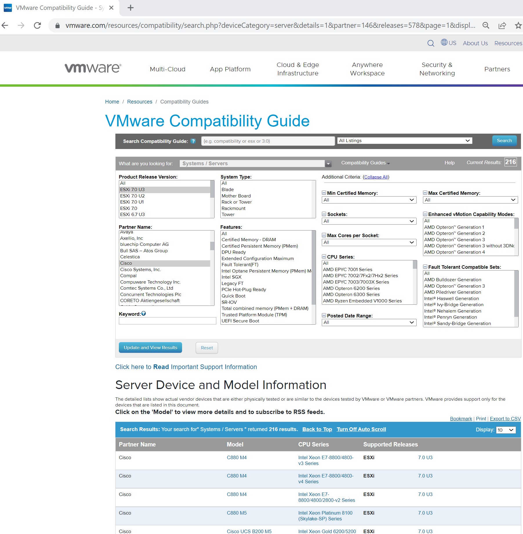 VMware Compatibility Guide