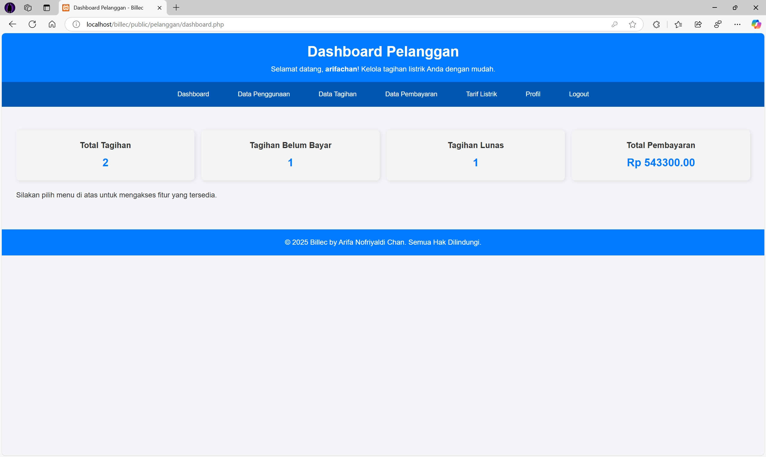 Pelanggan Dashboard