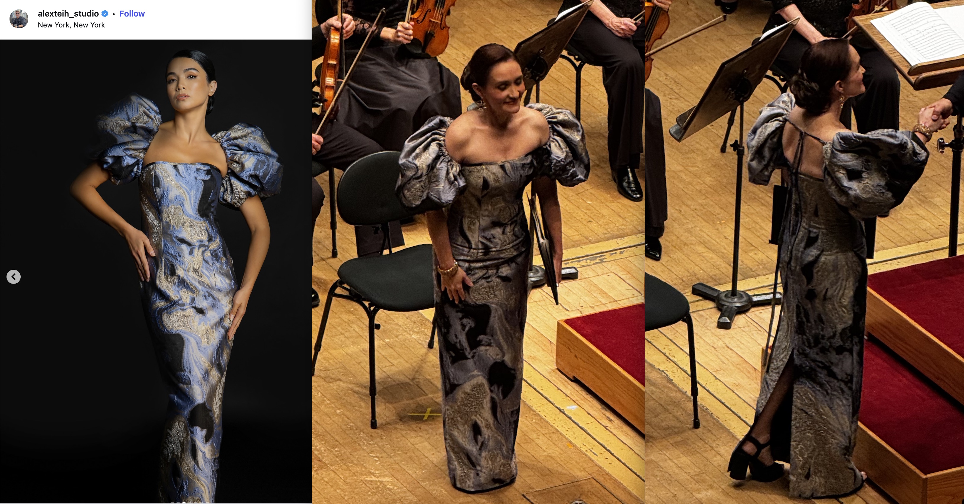The dress is from Alex Teih Couture