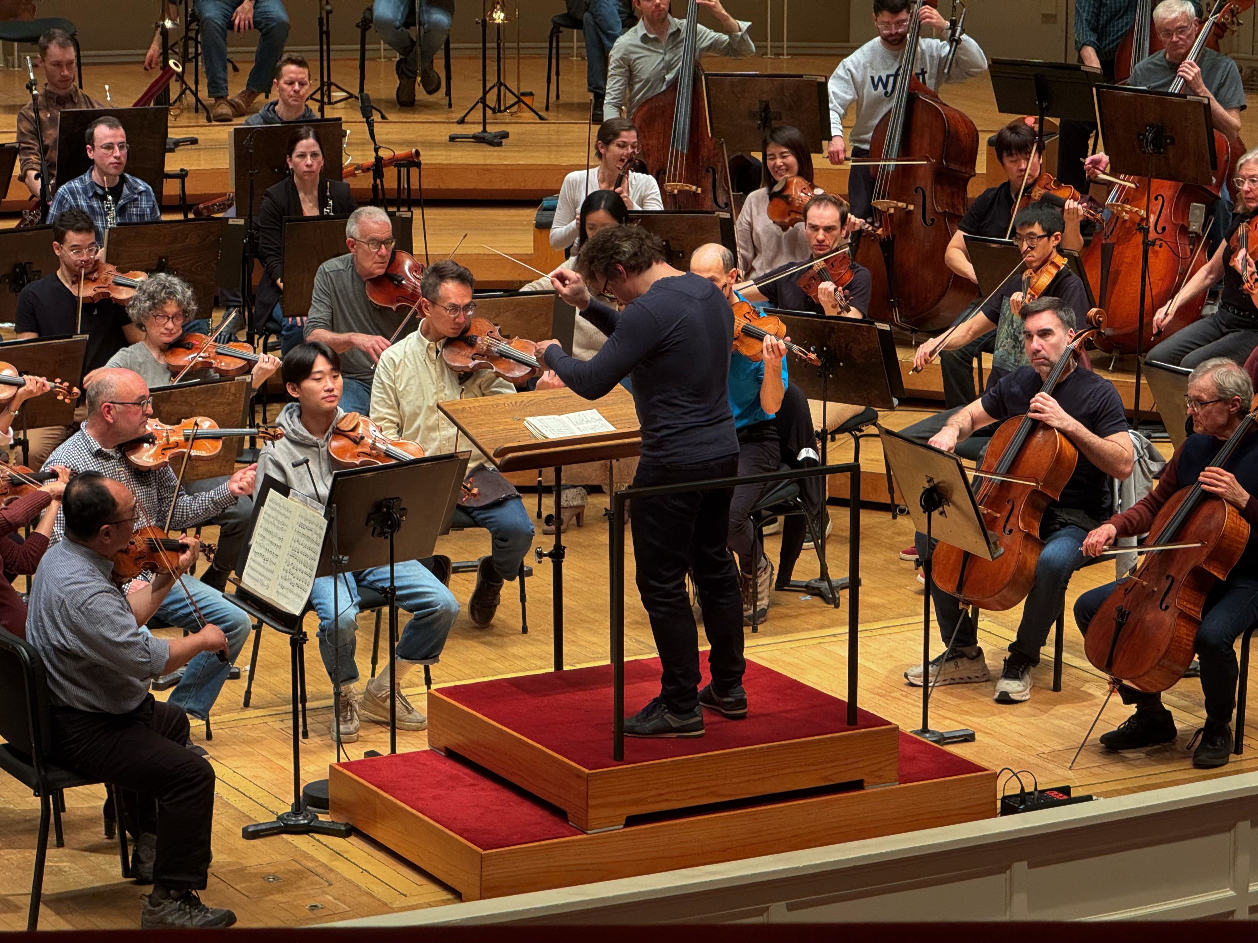 Orchestra rehearsal is stressful — see the glare of the 2nd violin?