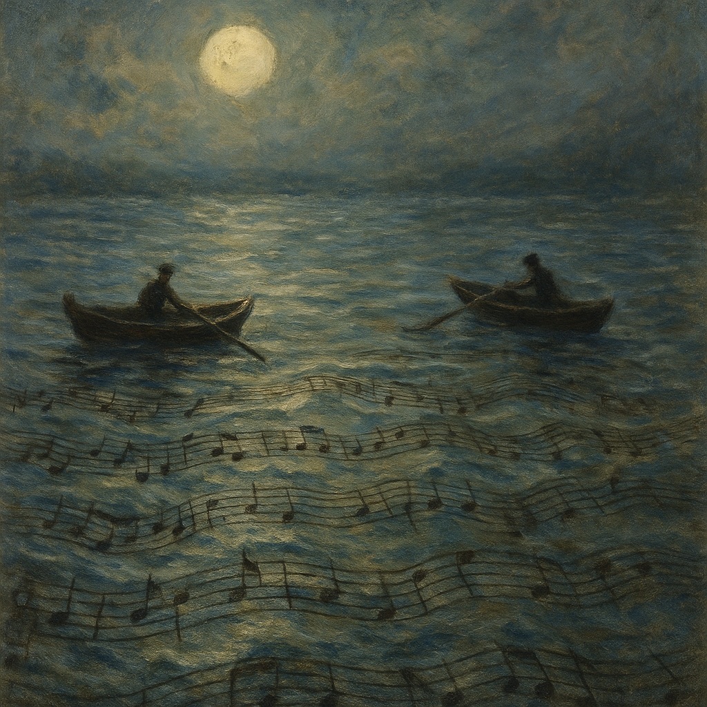 Two oars. One moonlit lake. Who rows deeper? Courtsey to ChatGPT