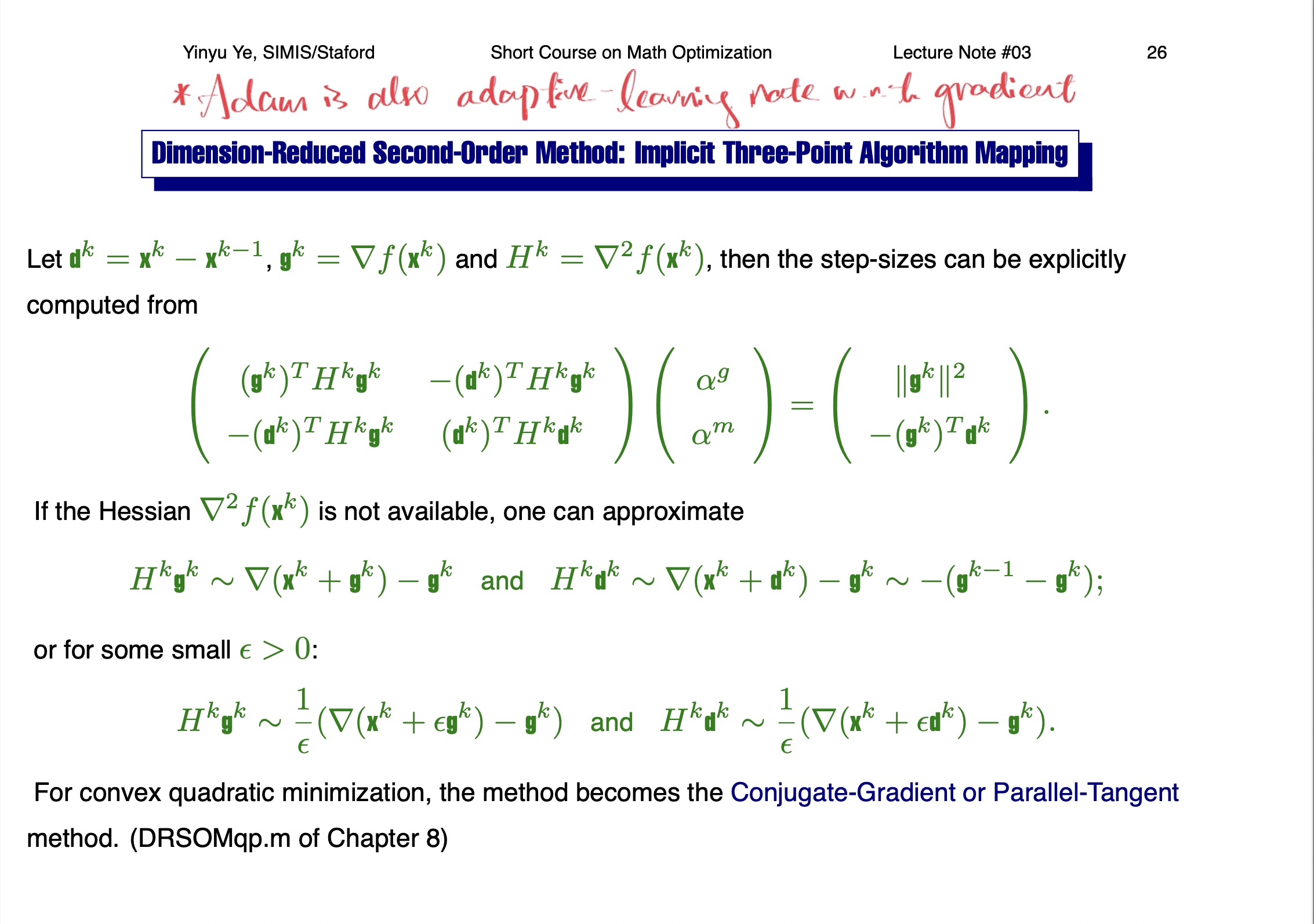 The slide comes from Prof. Ye—Thanks Professor Ye