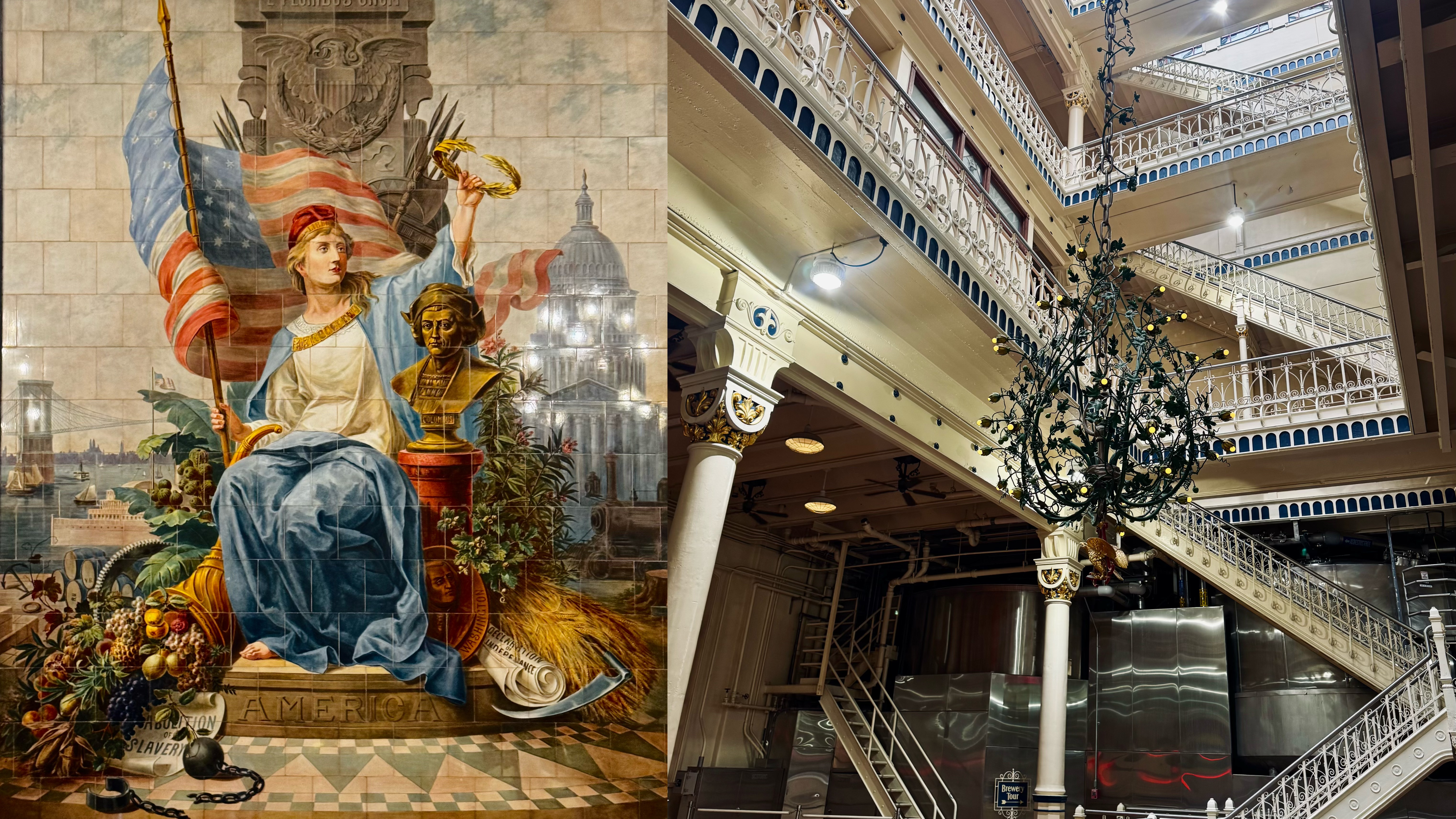 The beautiful Anheuser-Busch Brewery in the periphary of St Louis downtown — clearly, Mr Busch got the wolrd fair chandelier as a souvenir then.