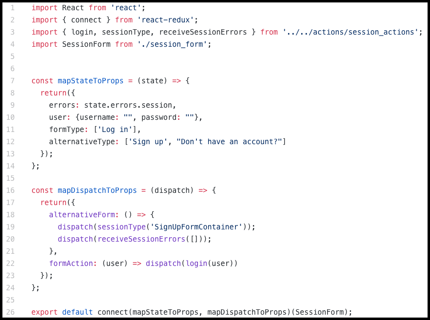 Log in form container