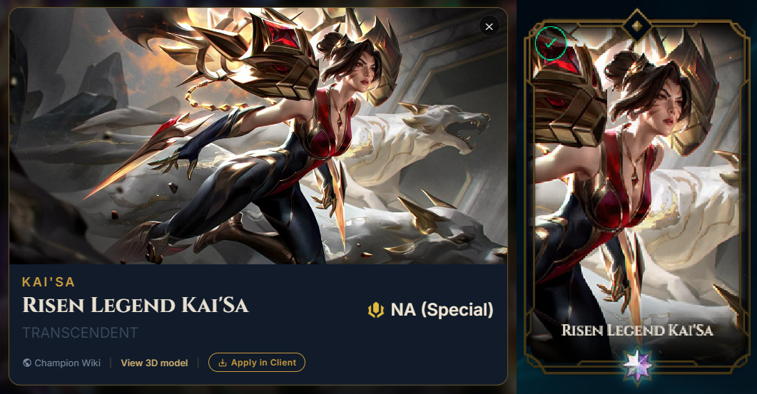 RiftVault apply skin in champion select during a League of Legends game