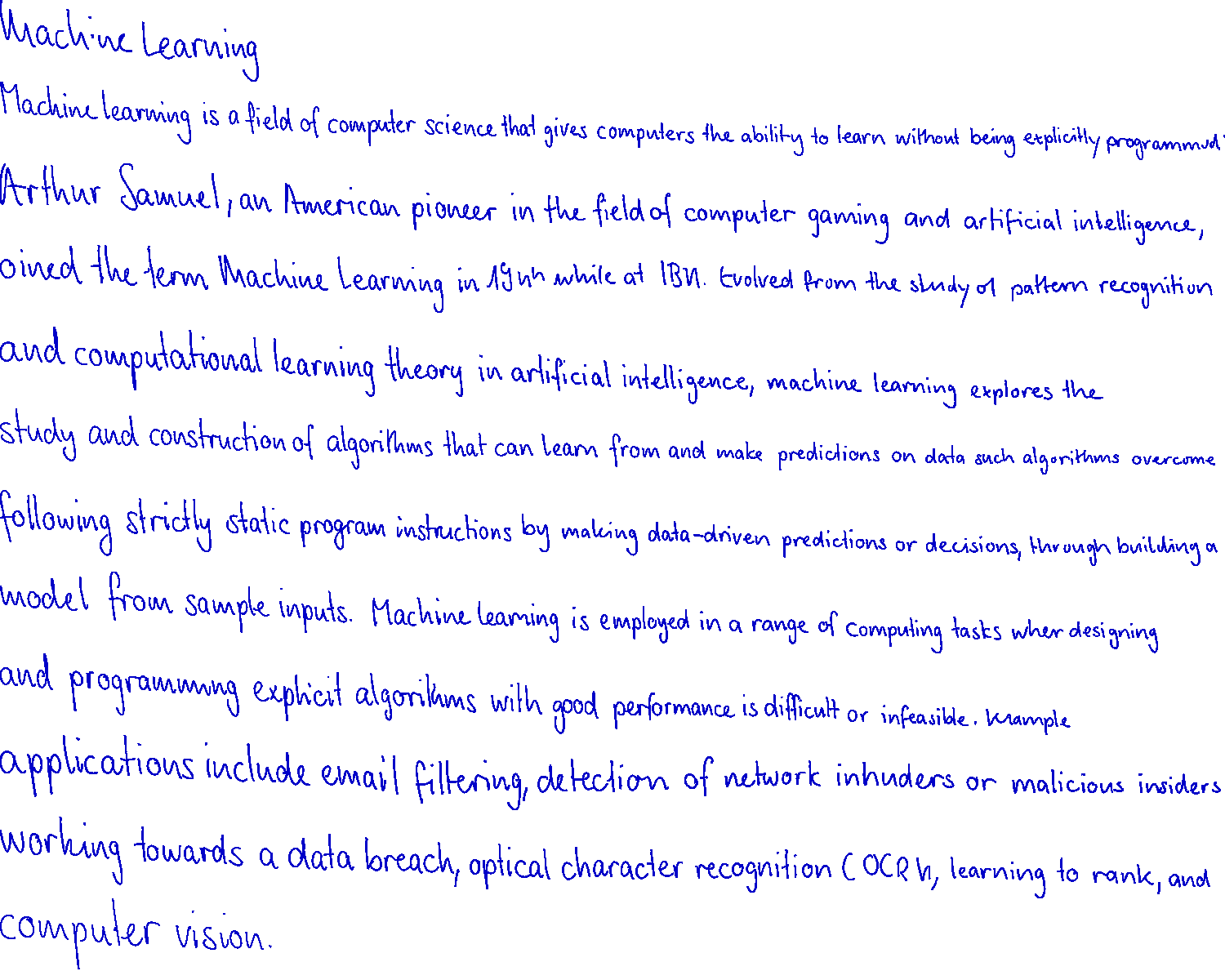 Example of handwriting