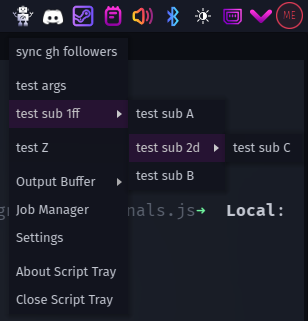 Run commands directly from your system tray