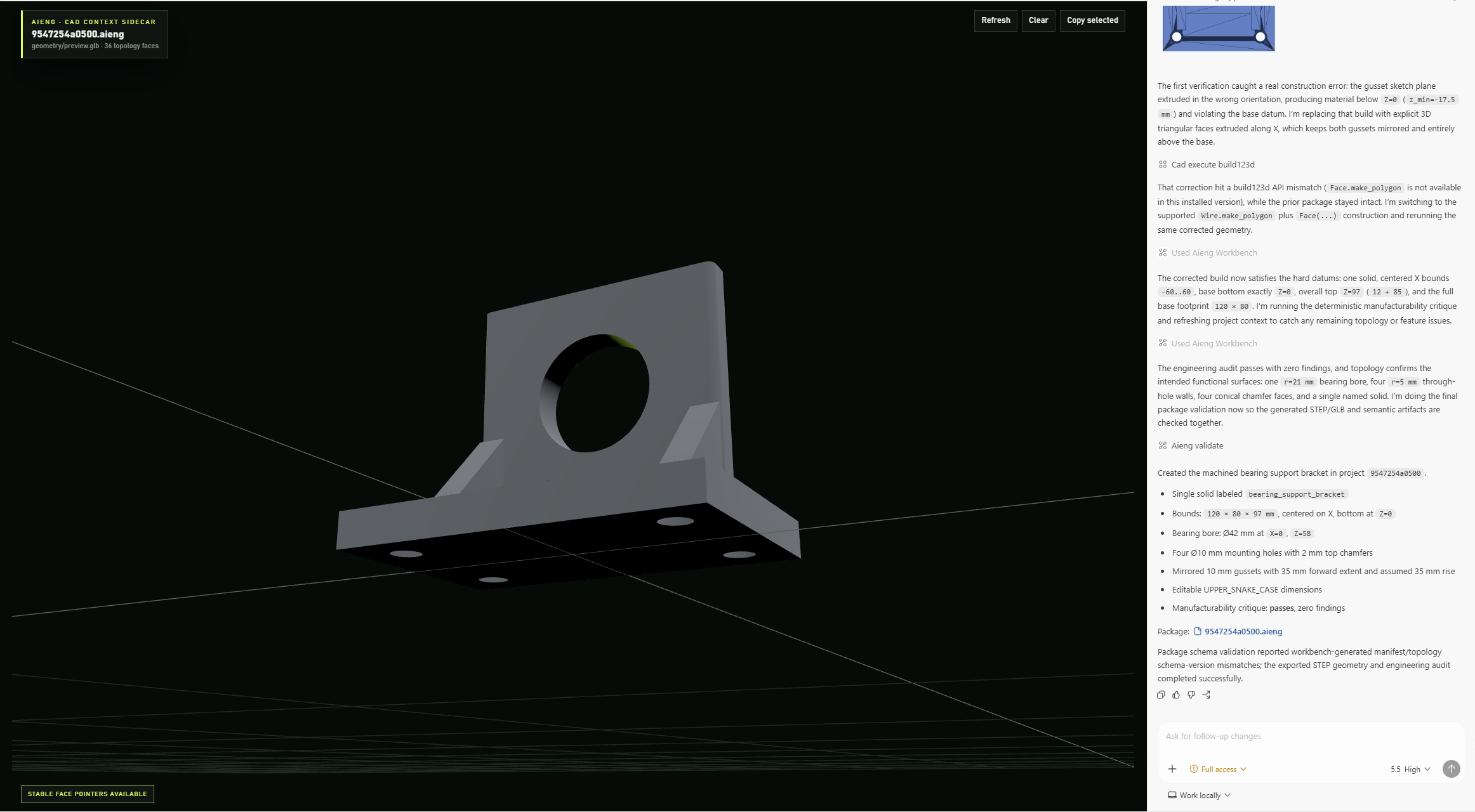 aieng generating and verifying a fully specified machined bearing support bracket