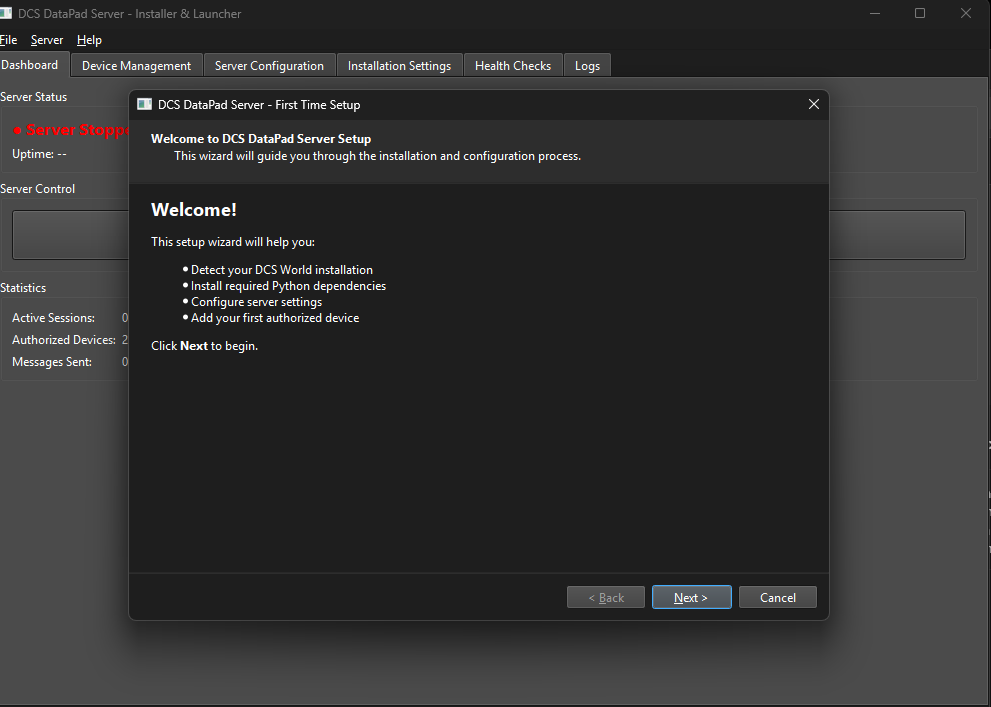 Server First Installation Wizard