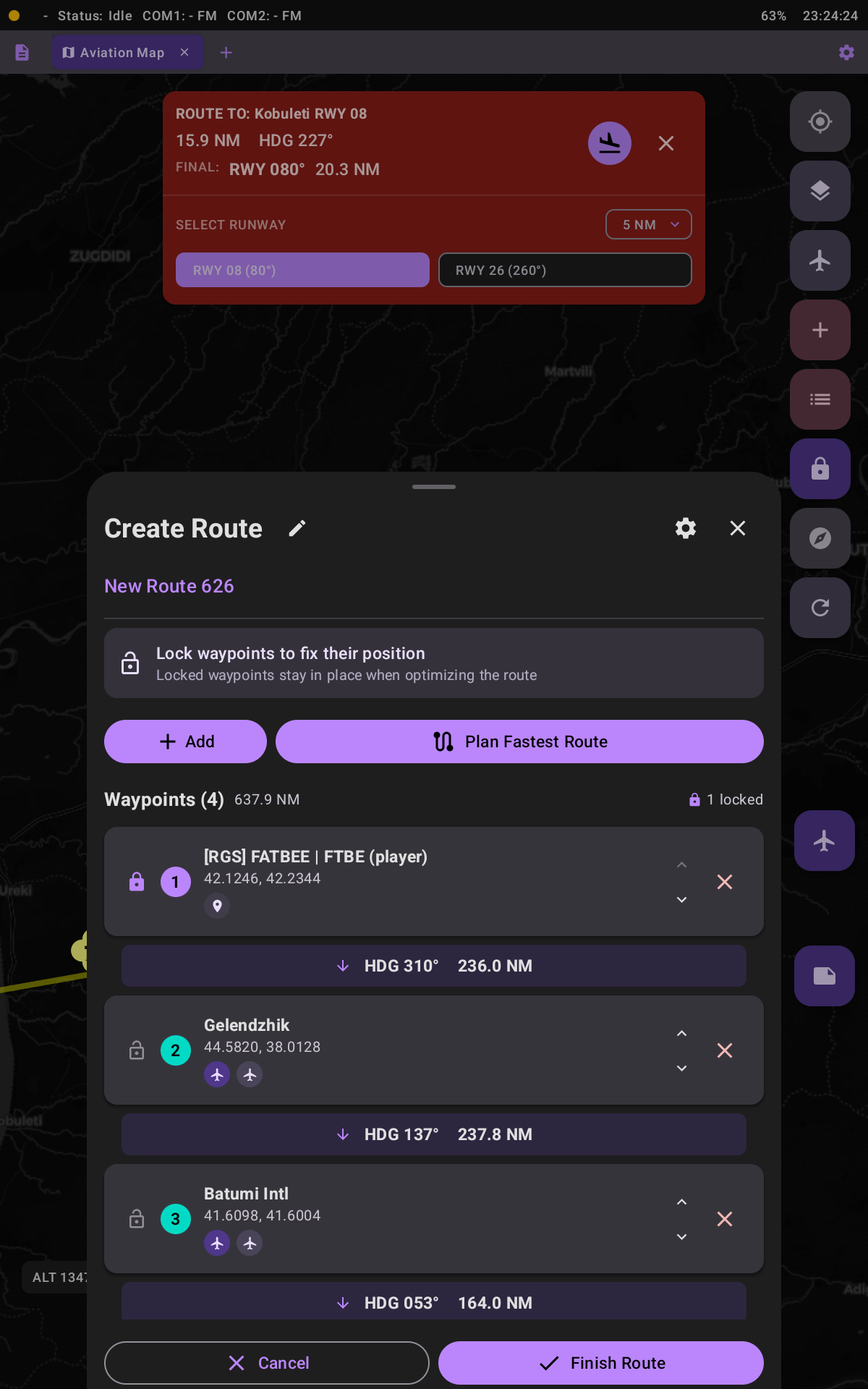 Route planner - line preview