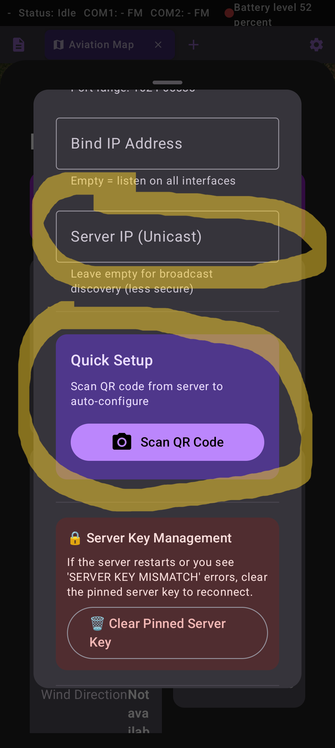 APP DataPad Setup Ip and QR-code