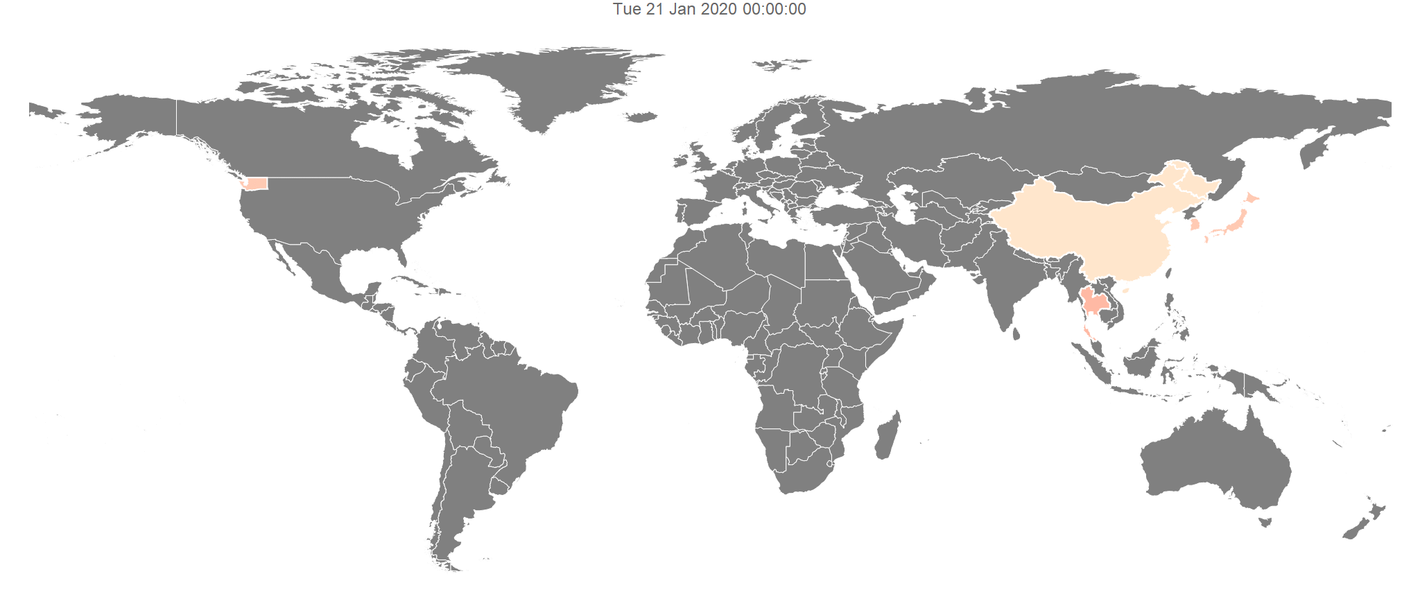 Animation of global spread of Coronavirus