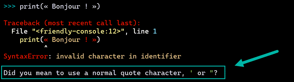syntaxerror: invalid character in identifier