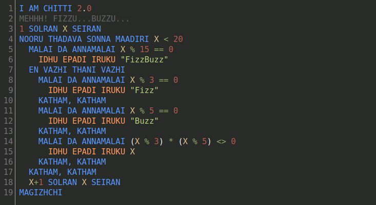 Screenshot of Punchscript code