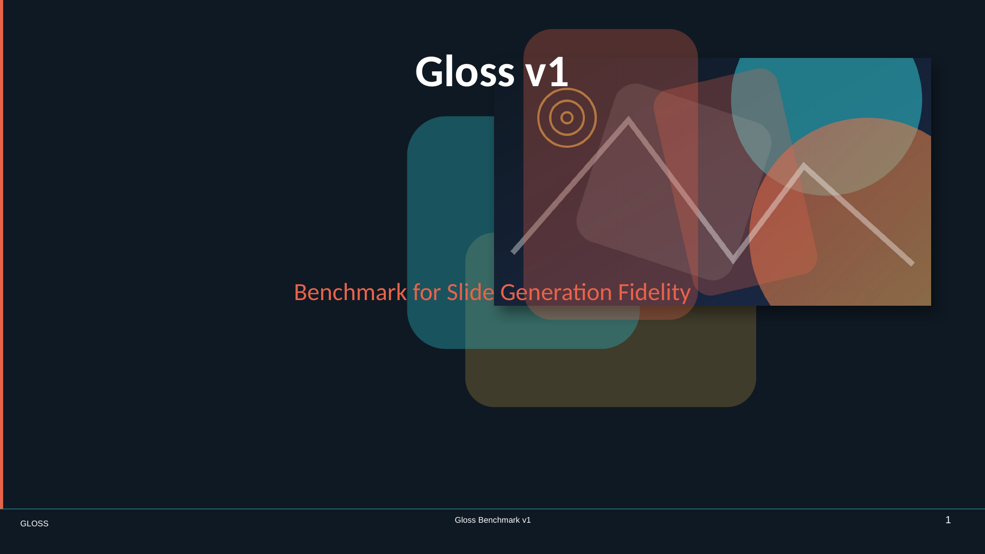 Gloss v1 cover slide with layered translucent shapes