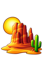 Tempe, Arizona Arizona desert — sun, red-rock butte and saguaro