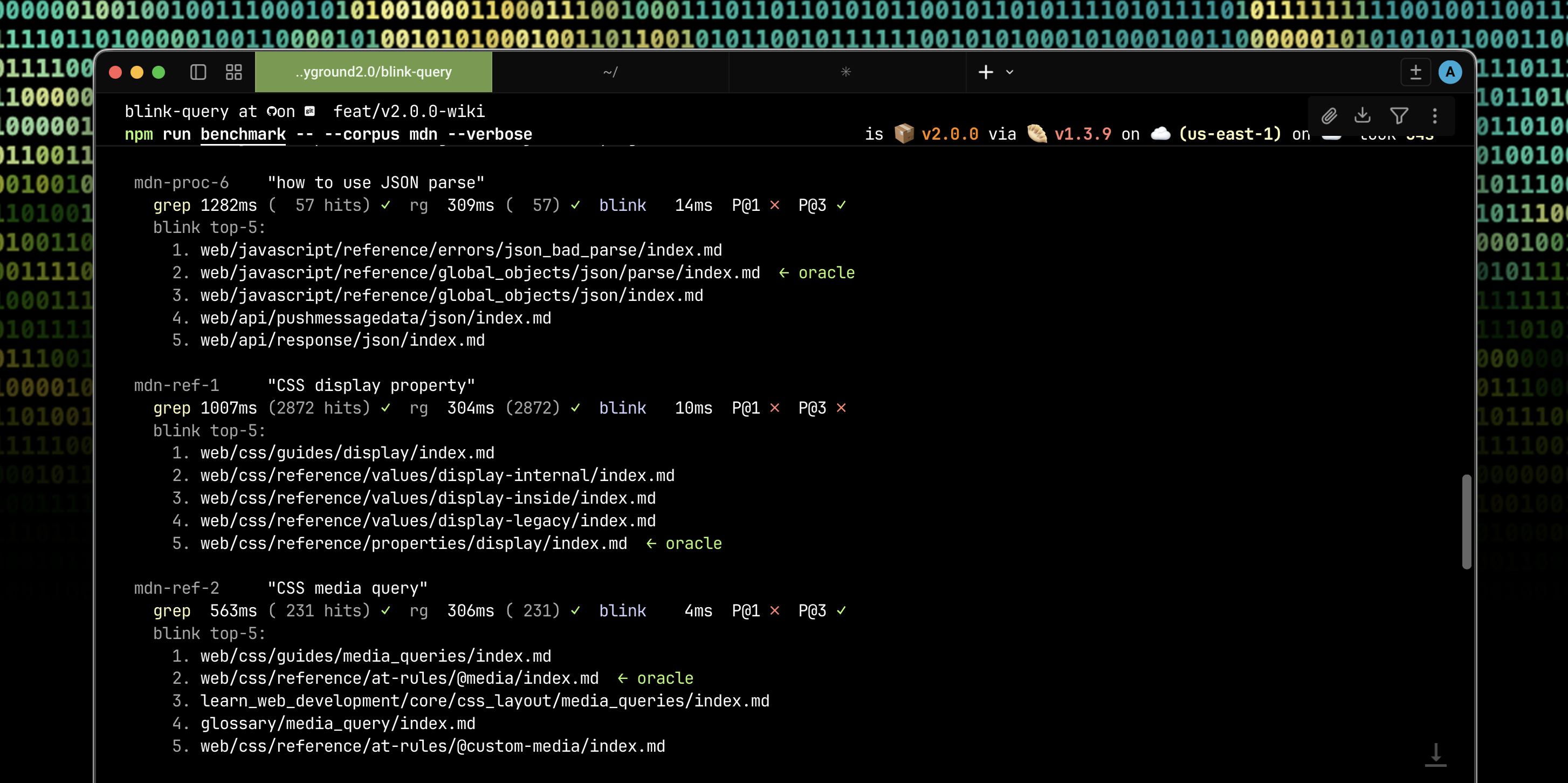 blink-query cross-corpus summary