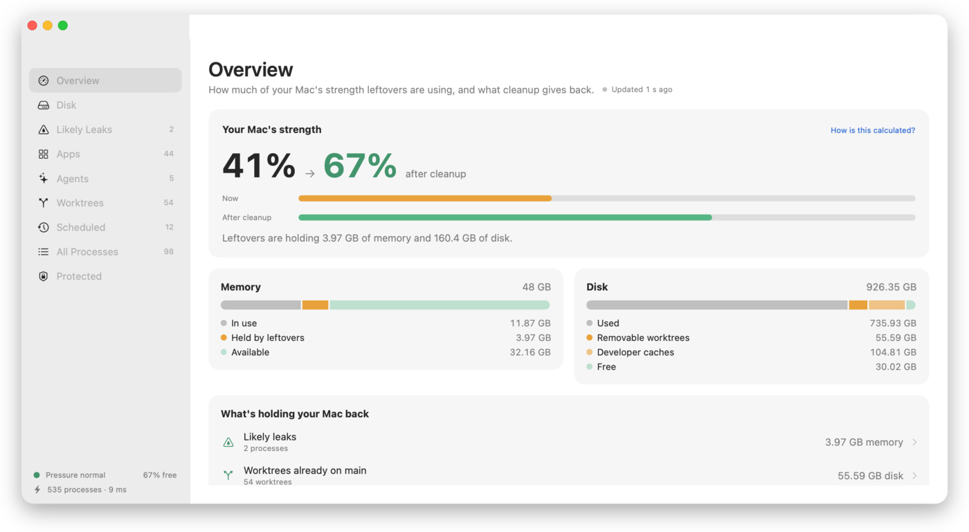 Overview: your Mac's strength now and after cleanup