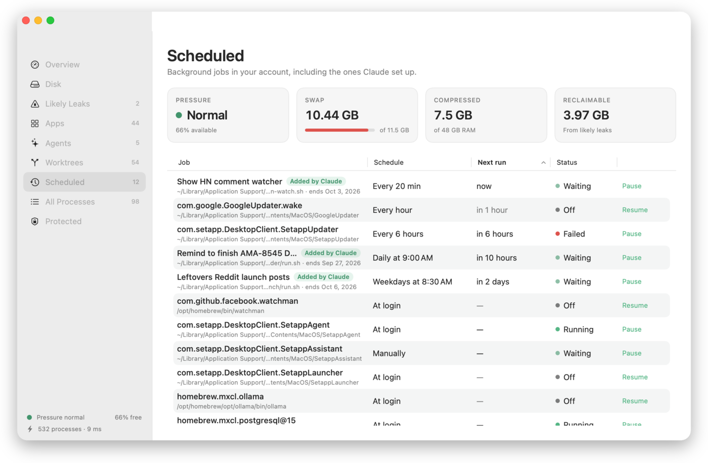 Scheduled view