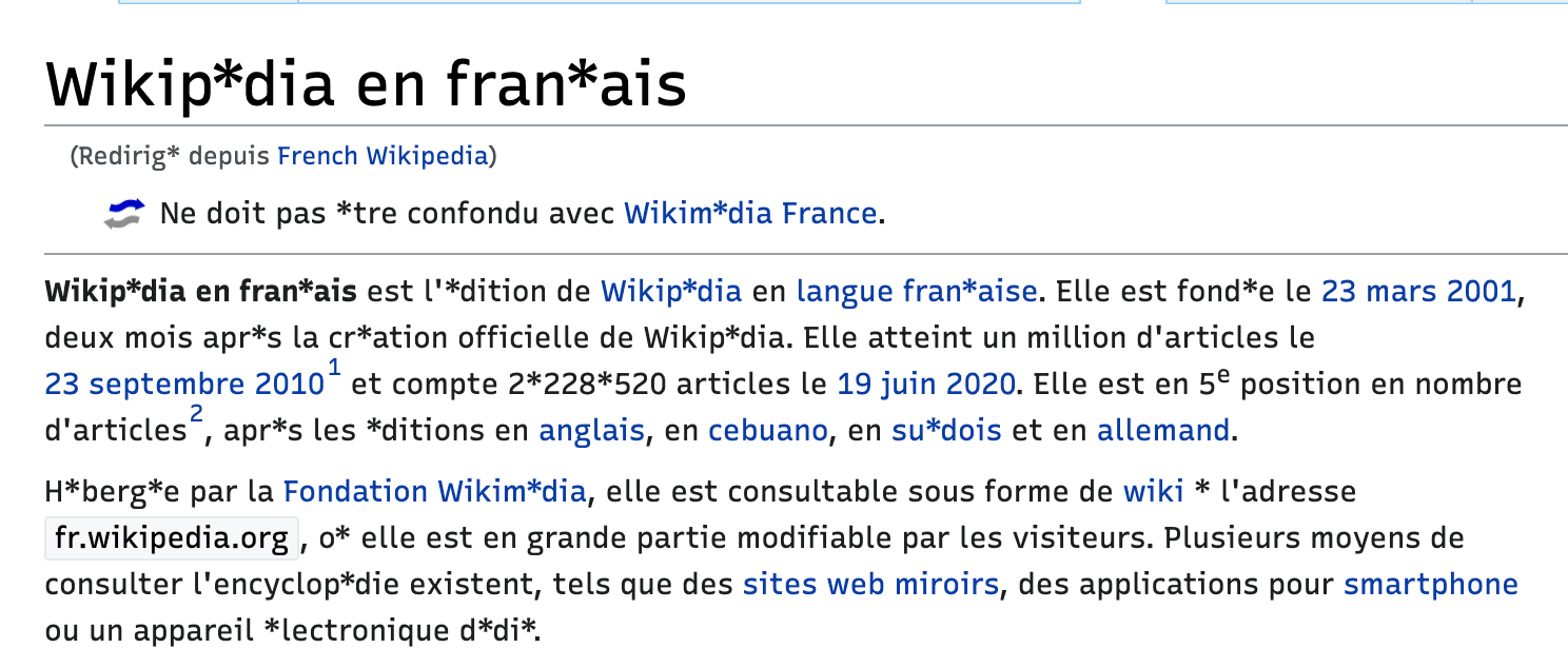 French Wikipedia with a Recursive “Trial” font